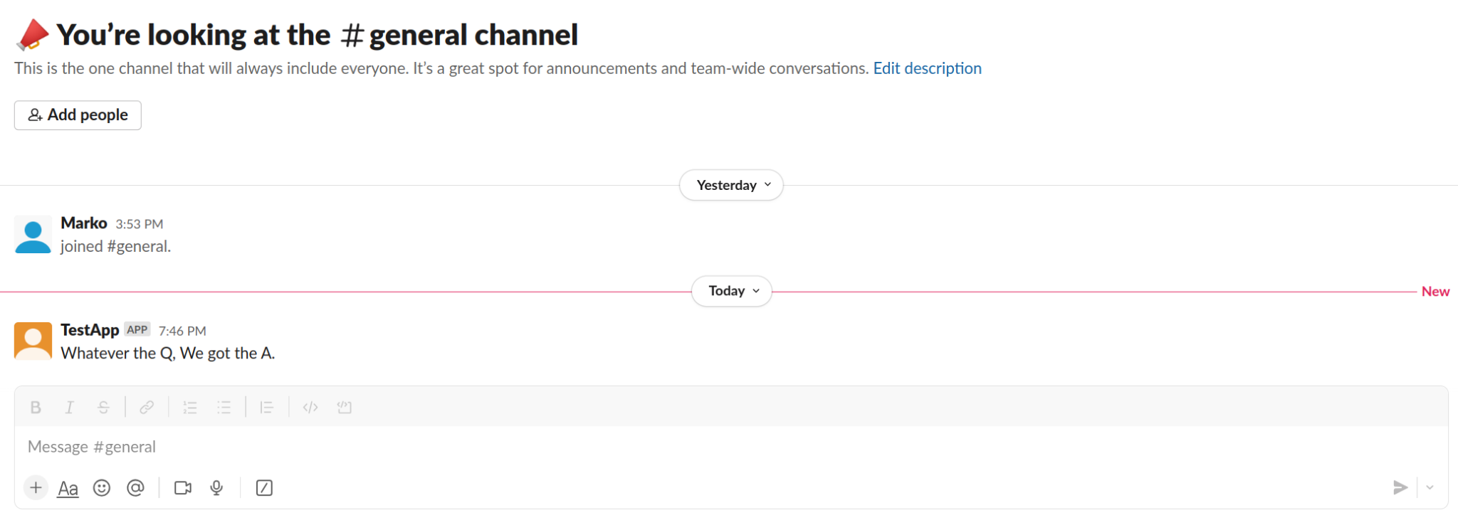 Received message on Slack