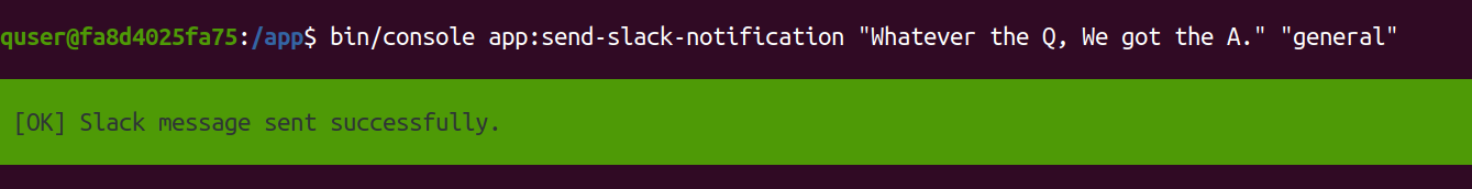 Slack message sent successfully