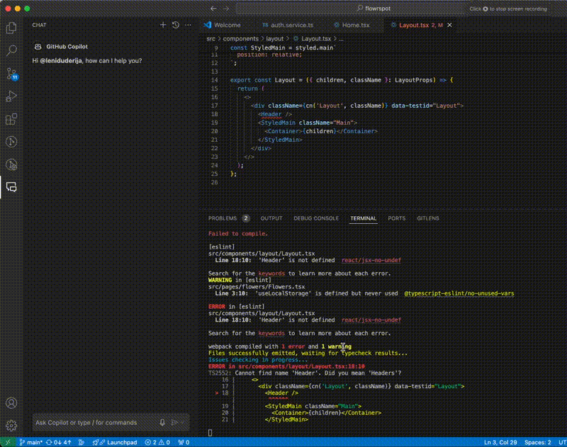 Example 31: GitHub Copilot Explaining Error Messages from Terminal