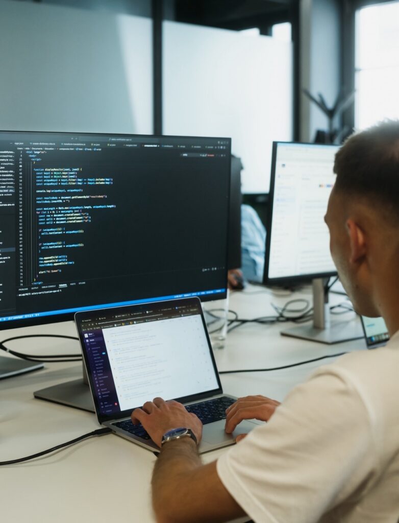 Image showing a Q teammate working on their desktop computer