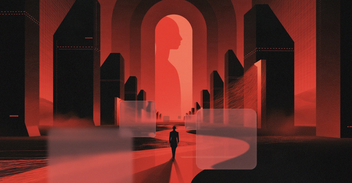 hero image for the blog post about Java Visitor, portraying a silhouette of a person walking down a large hallway.